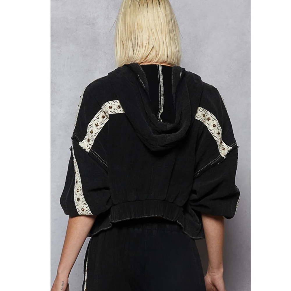 POL Black Gauze Jacket & Jogger Pants Set - Picture 4 of 9